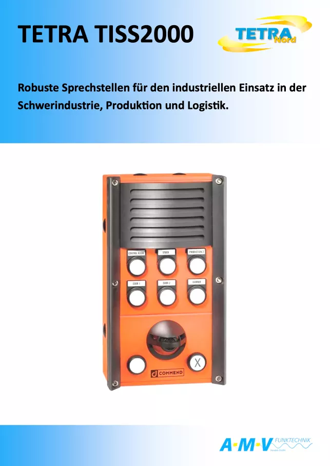 TETRA Industrie-Sprechstelle 3 TETRA TISS2000 Industriesprechstelle AMV Funktechnik Prospekt