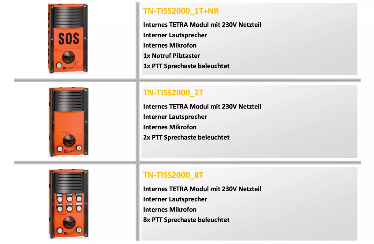 TETRA Industrie-Sprechstelle 2 Tetra TISS 2000 Varianten AMV Funktechnik