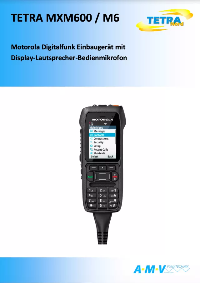 TETRA MXM600 / M6 Einbaugerät 1 Motorola MXM 600 M6 Tetra Nord AMV Funktechnik Prospekt